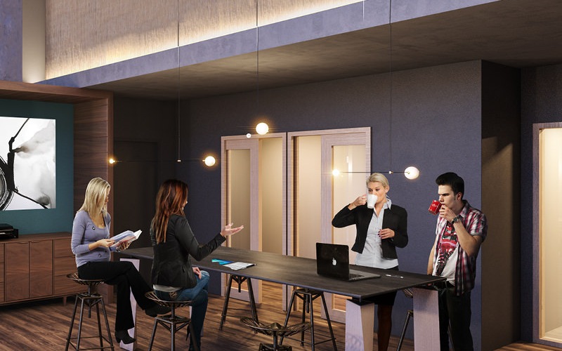 well lit co-working spaces with wifi lounge